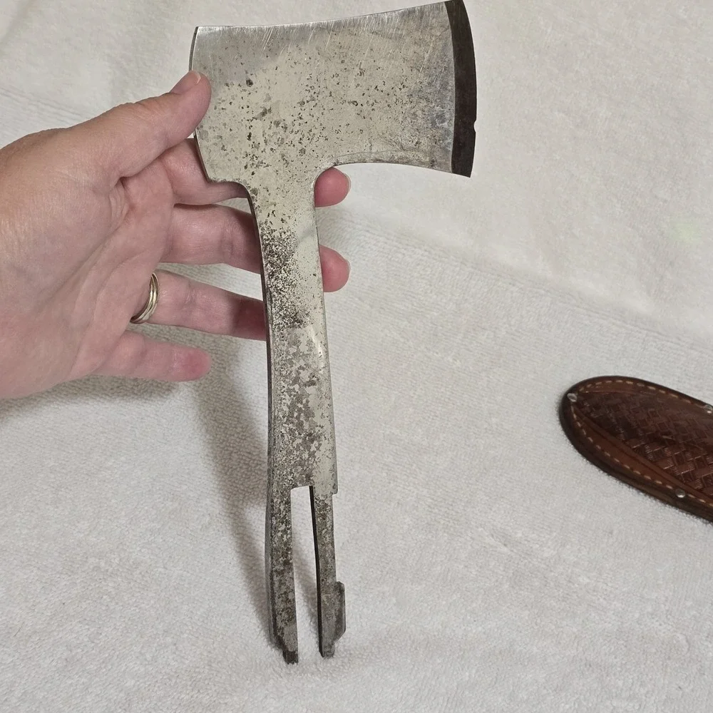 VTG Western Boulder Colo‎ Knife Axe Combo Set with Leather Sheath USA 1930s